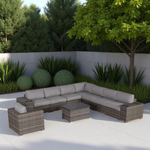 Load image into Gallery viewer, Modern Patio Rattan Sectional Set With Cushions
