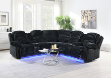 Load image into Gallery viewer, U60 - Corduroy Power 3 Piece Sectional With Bluetooth Speaker, And Wireless Charger - Black
