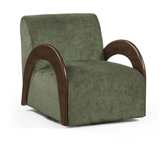 Neria - Chenille Fabric Upholstered Swivel Accent Chair - Painted Brown Base