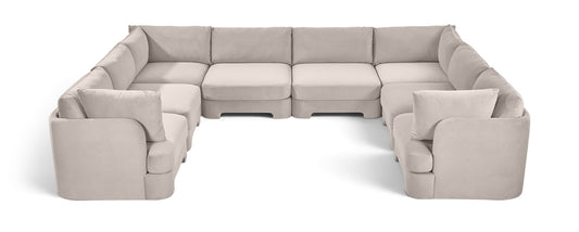 Hammond - Velvet Performance Fabric Upholstered 8 Piece U-Shaped Sectional