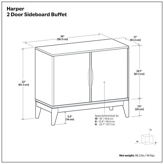 Harper - 2 Door Sideboard Buffet - Walnut Brown