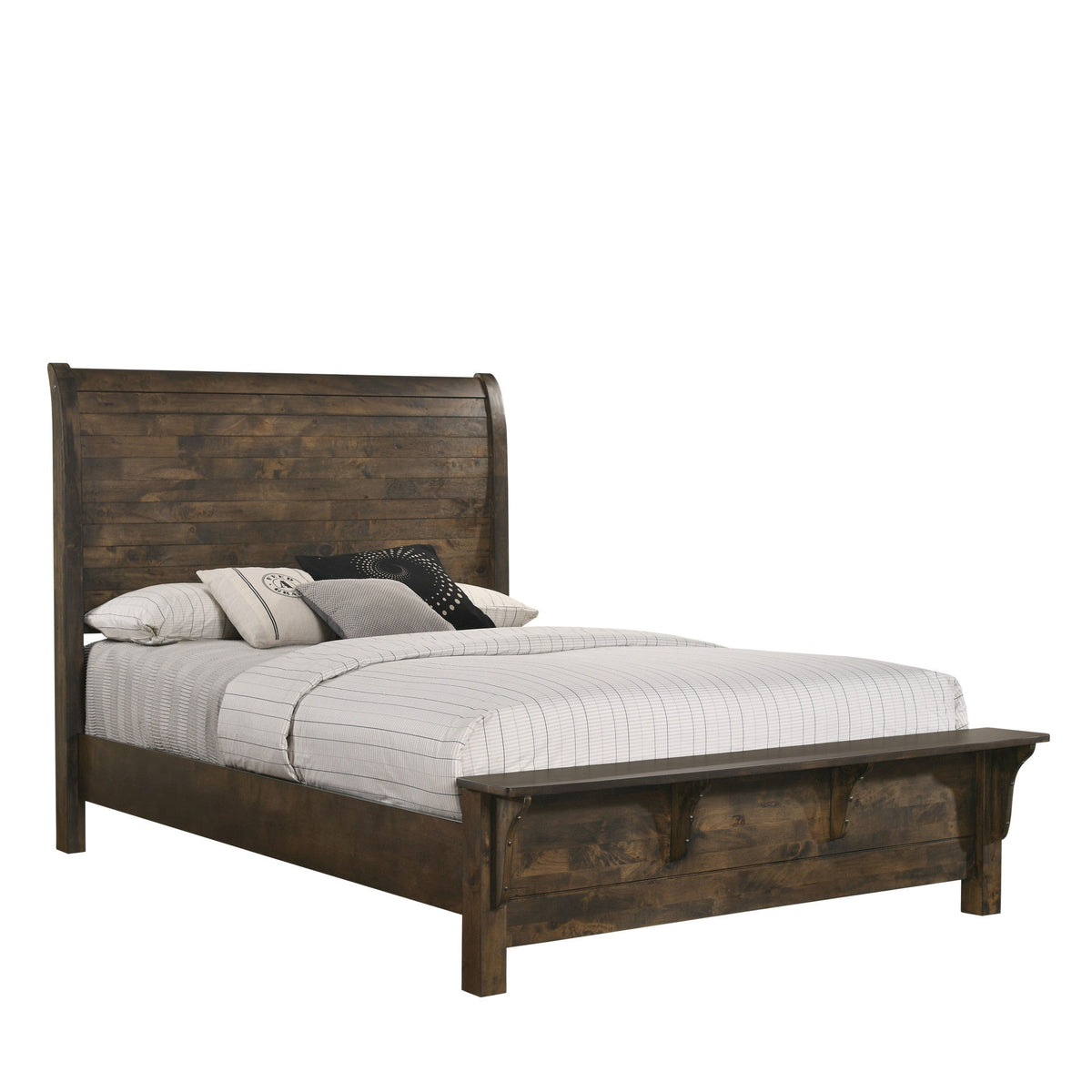 Blue Ridge - 5/0 Queen Bench Footboard & Slats - Rustic Gray