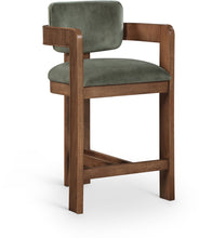 Load image into Gallery viewer, Sacha - Velvet Stool With Brown Base
