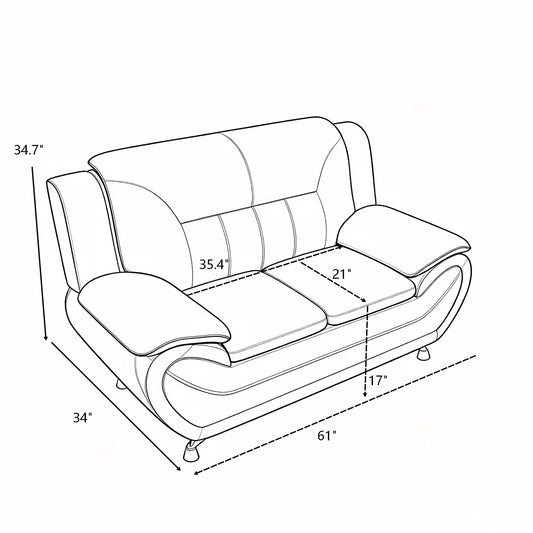 3 Piece Sofa Set, Upholstered Living Room Furniture - Camel