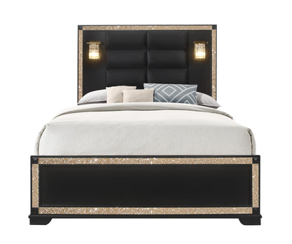 Blake - Queen Bed Headboard & Footboard - Black / Gold