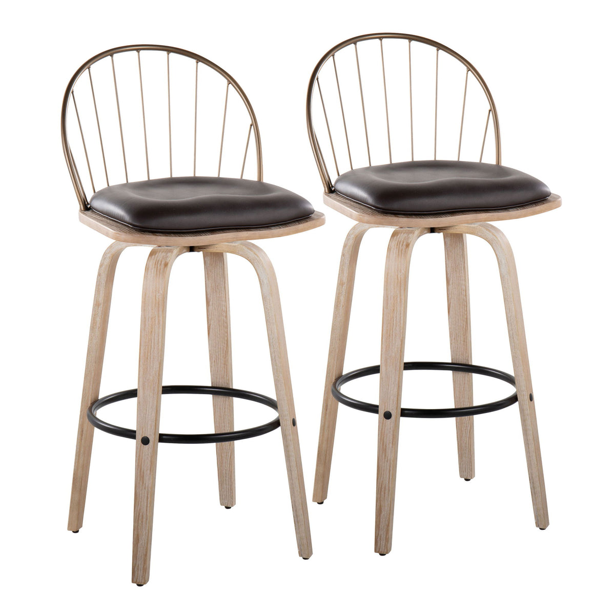 Riley - Industrial / Urban Fixed Height Barstool With Swivel With Removable Cushion (Set of 2) - Ego Home Furniture