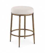 Load image into Gallery viewer, Ferro - Upholstered Backless Counter Stool With Brushed Gold Base
