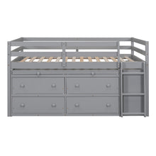 Load image into Gallery viewer, Loft Bed With Retractable Writing Desk And 4 Drawers, With Lateral Portable Desk And Shelves
