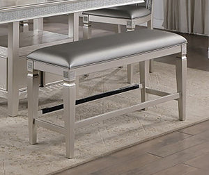 Crown Mark Furniture Klina Counter Height Bench in Silver image