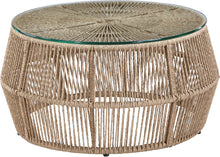 Load image into Gallery viewer, Coastline - Tempered Glass Top And Wicker Outdoor Patio Coffee Table - Natural | Natural

