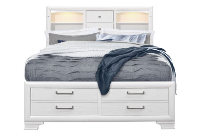 Jordyn - King Bed Headboard With Storage And LED Light - White