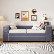 Load image into Gallery viewer, Upholstered Bed With Storage And Twin Trundle, USB Charging Ports
