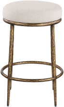 Load image into Gallery viewer, Ferro - Upholstered Backless Counter Stool With Brushed Gold Base
