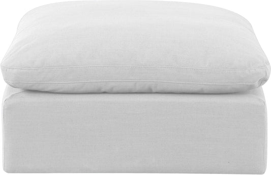 Indulge - Linen Ottoman - White
