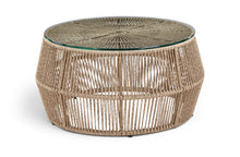 Load image into Gallery viewer, Coastline - Tempered Glass Top And Wicker Outdoor Patio Coffee Table - Natural | Natural
