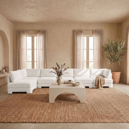 Hammond - Velvet Performance Fabric Upholstered 6 Piece L-Shaped Armless Sectional
