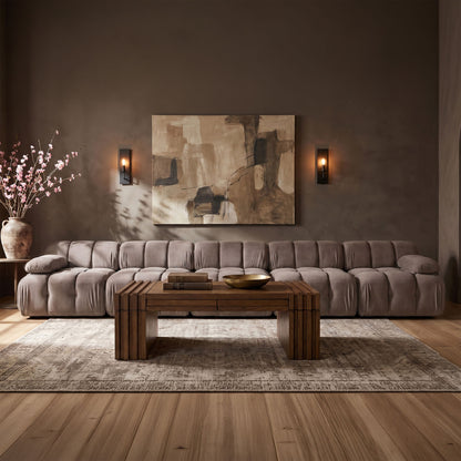 Orin - Velvet 5 Piece Modular Armless Sofa