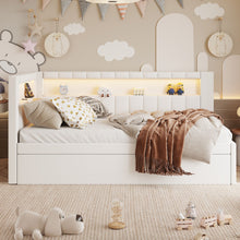 Load image into Gallery viewer, Upholstered Platform Bed With USB Ports And LED Belt
