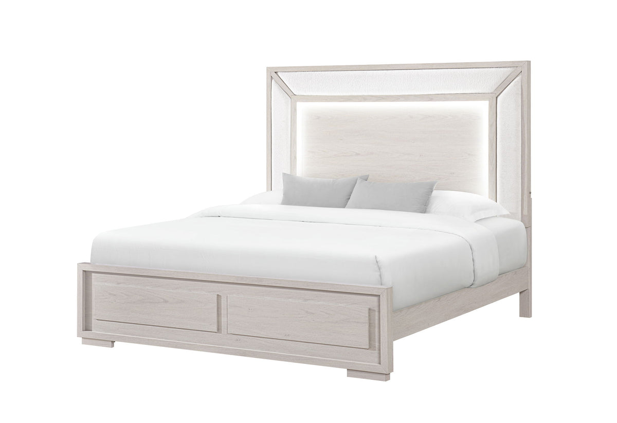 Clara - King Bed With LED - Beige