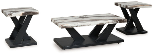 Cendill - Occasional Table Set (Set of 3) - Dark Brown / White / Black