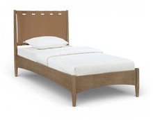 Load image into Gallery viewer, Santos - Vegan Leather Headboard And Wood Bed - Waxed Brown Frame
