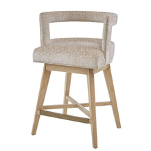 Load image into Gallery viewer, Design Swivel Counter Stool With Low Back Support Polyester And Solid Wood - Cream

