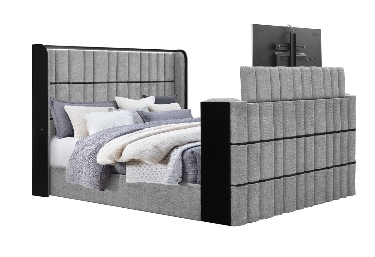 Isabella - King Bed Headboard With LED - Gray