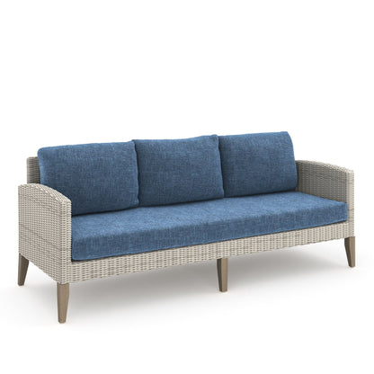 Carezza - 5 Piece Set (Sofa & 2 Club Chairs & 2 Stools) - Dark Blue