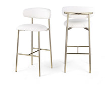 Load image into Gallery viewer, Lupita - Vegan Leather Upholstered Bar Stool With Brushed Gold Frame (Set of 2)
