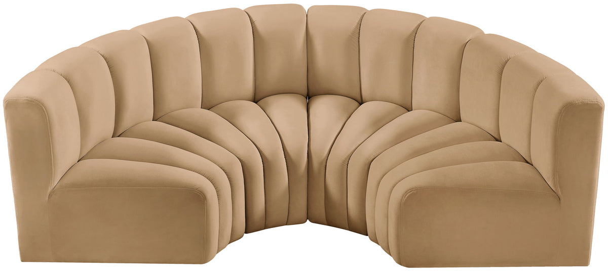 Arc - Velvet 4 Piece U-Shaped Modular Sofa