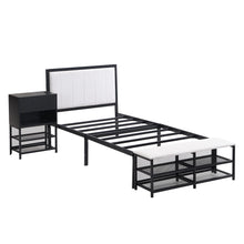 Load image into Gallery viewer, Platform Bed With 2 Tier Storage Shelves, Storage Cabinet
