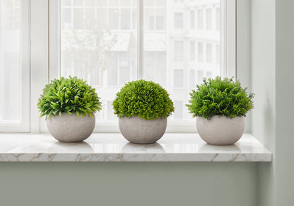 5" Tall, Artificial Plant, Grass, Indoor, Faux, Fake, Table, Greenery, Potted, Decorative (Set of 3) - Green - Ego Home Furniture