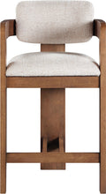 Load image into Gallery viewer, Sacha - Linen Stool With Brown Base
