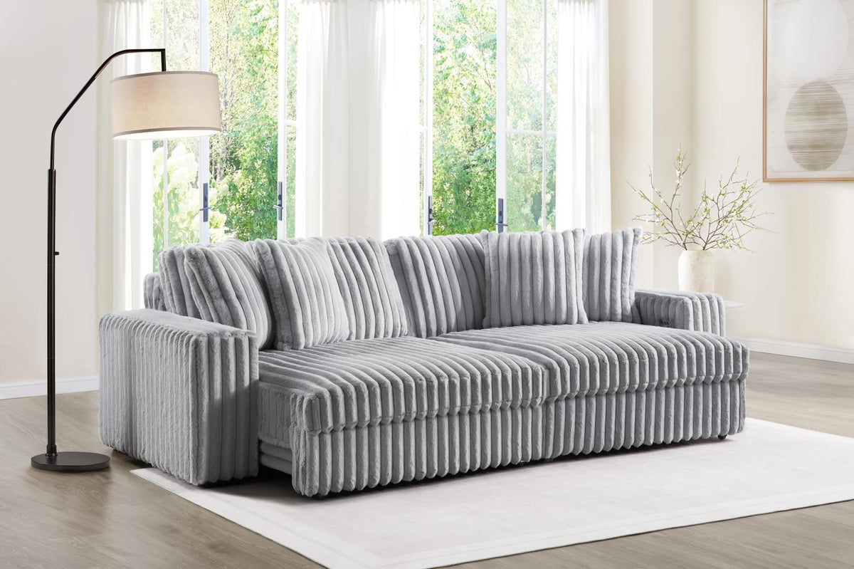 U309 - Corduroy Power 4 Seater Sofa - Gray
