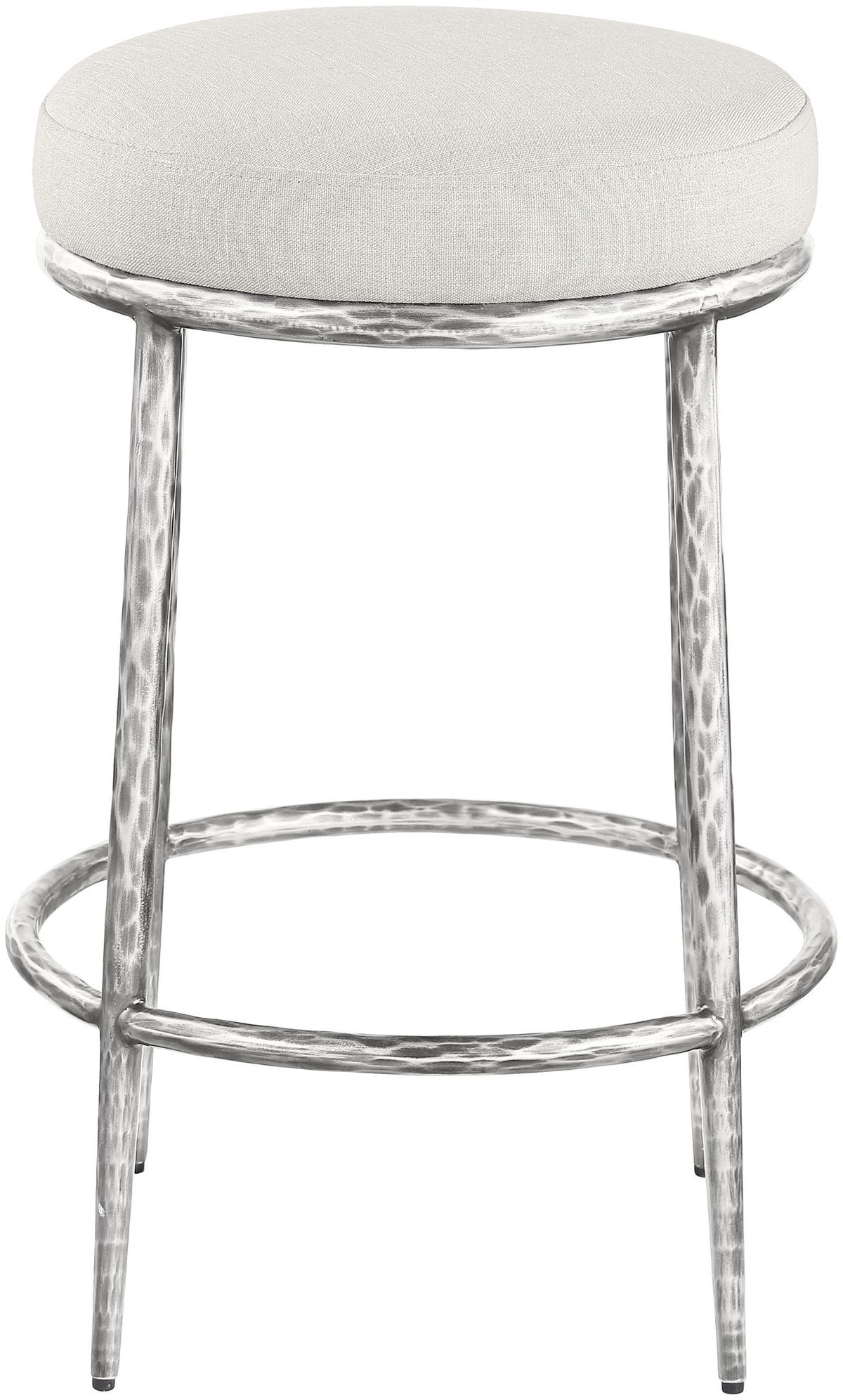 Ferro - Upholstered Backless Counter Stool With Brushed Silver Base