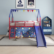 Load image into Gallery viewer, Jack - House Loft Bed With Slide And Curtain Set
