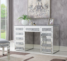 Load image into Gallery viewer, G-310 - Glamour Vanity Set (MDF Dresser + Mirror Bluetooth Speaker With Lights) - Pearl Silver
