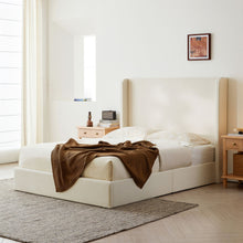 Load image into Gallery viewer, Carmen - King Size Upholstered Wingback Bed - Ivory
