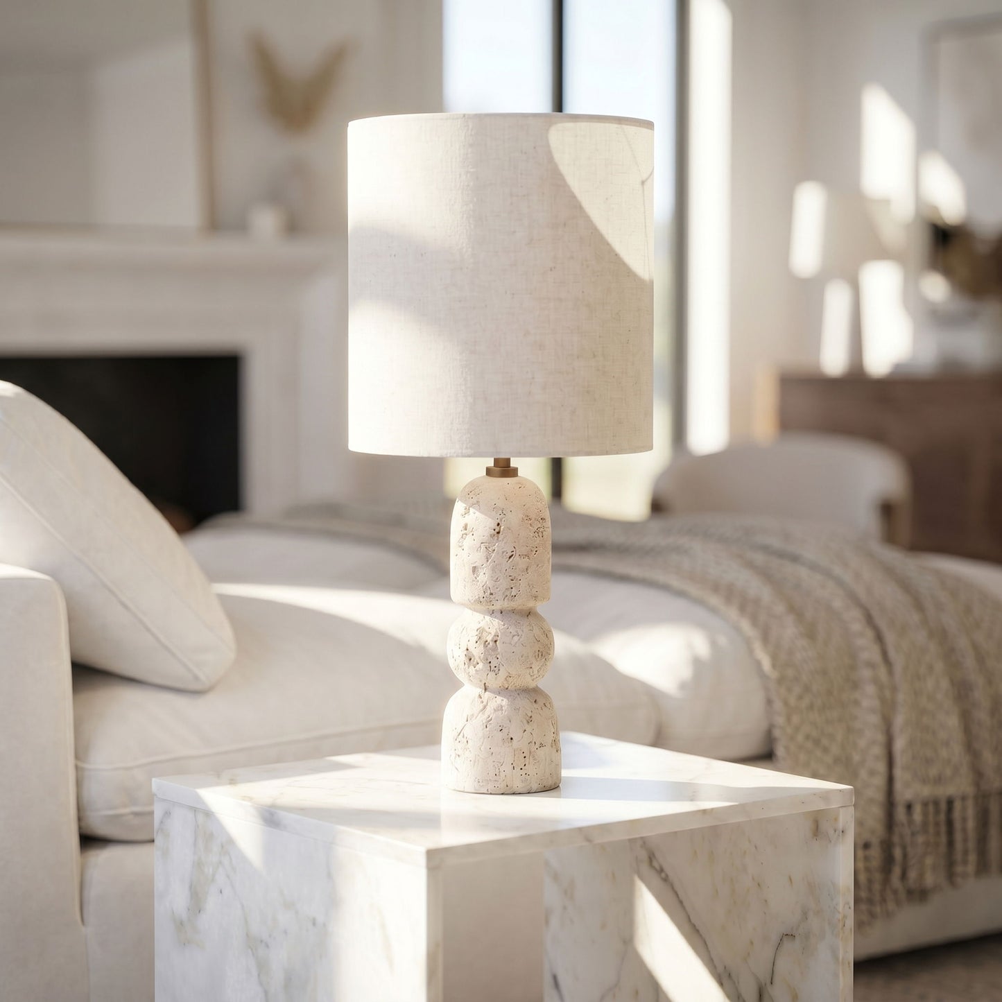 Paros - Base And Linen Textured Fabric Shade Table Lamp