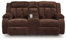 Load image into Gallery viewer, Free Wake - Double Relcining Power Loveseat With Console - Chocolate
