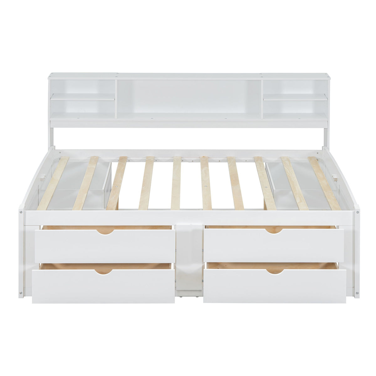 Daybed With 2 Bedside Cabinets, Upper Shelves And 4 Drawers