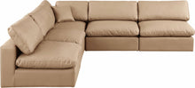Load image into Gallery viewer, Comfy - 5 Piece Faux Leather Modular Corner Armless Sectional - Tan
