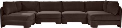 Hammond - Velvet Performance Fabric Upholstered 6 Piece U-Shaped Armless Sectional