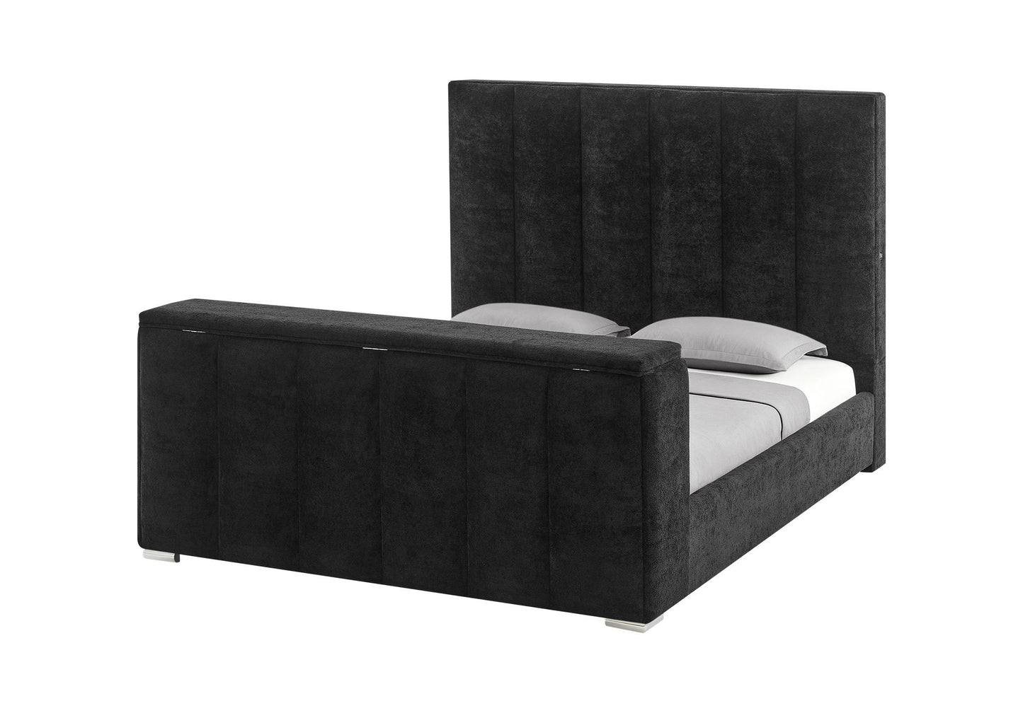 Serenity - King Bed Footboard With TV Lift And Fireplace - Onyx