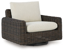 Load image into Gallery viewer, Kimora - Swivel Glider Lounge With Cushion - Beige / Dark Brown
