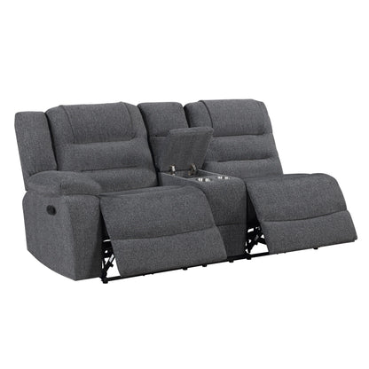 Redondo - LAF Console Loveseat With 2 Recliners - Dark Gray
