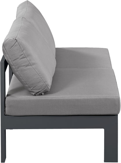 Nizuc - Outdoor Patio 2 Seat Armless Modular Sofa With Gray Frame