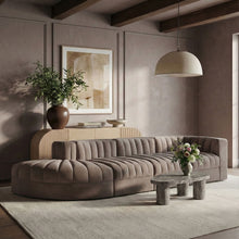 Load image into Gallery viewer, Rummi - Velvet Performance Fabric Upholstered 4 Piece Modular Sectional With Reverse Corner Chair
