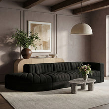 Load image into Gallery viewer, Rummi - Velvet Performance Fabric Upholstered 4 Piece Modular Sectional With Reverse Corner Chair
