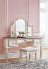 Load image into Gallery viewer, Realyn - Vanity/Mirror/Stool (Set of 3) - White / Brown / Beige
